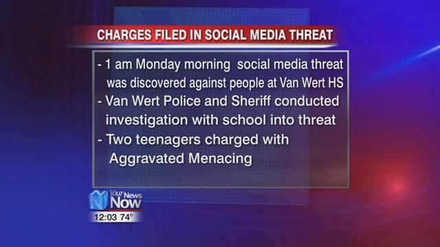 Two teens charged after making online threats against Van Wert High School